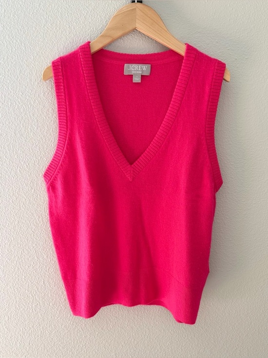 J. Crew Sweaters - J. Crew Neon Berry Red Cashmere V-neck Sweater Vest - Sz. S